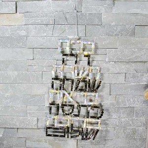 Jewish  Hand Made,Wall Hanging Decor-Home blessing. Set Crystals(AB, Black)