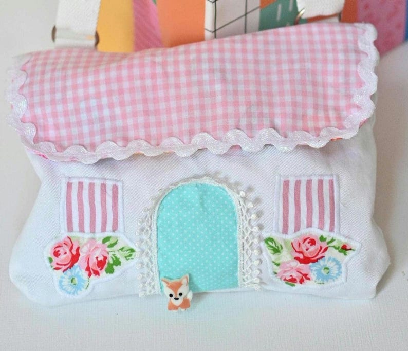 The front of a Fairy Cottage House Purse –  Crossbody Bag
