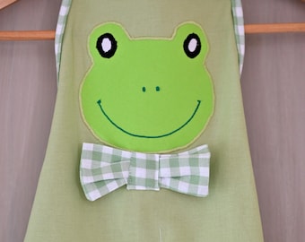 Delantal de rana, regalo de cocina de dinosaurio, rana divertida en la cocina: algodón de cuadros verdes
