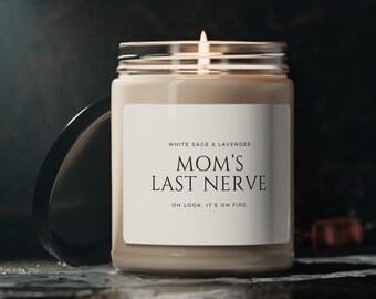 Last Nerve esthetische kaars: gepersonaliseerde geurende sojakaars, 9oz - grappig cadeau-idee