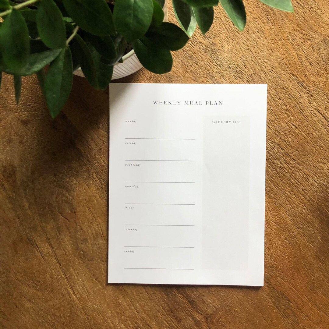 Printable Weekly Meal Planner With Grocery List (digital Download) - Etsy