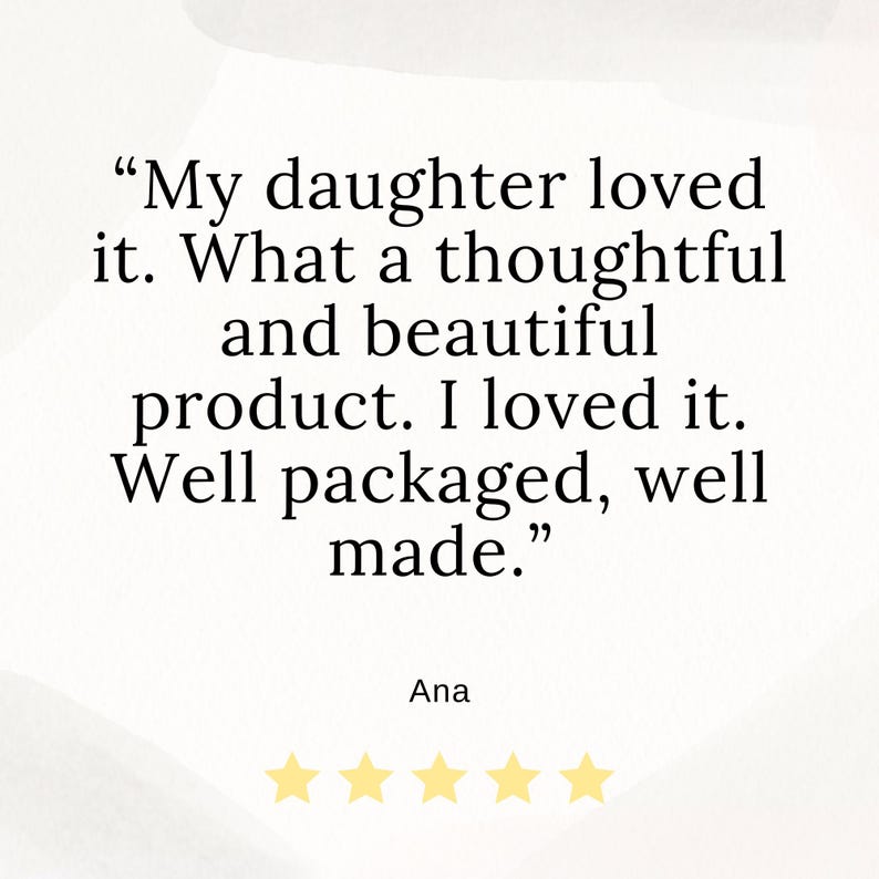 K&ouml;nnte beinhalten: "Meine Tochter hat es geliebt. Was f&uuml;r ein durchdachtes und wundersch&ouml;nes Produkt. Ich habe es geliebt. Gut verpackt, gut gemacht." - Ana