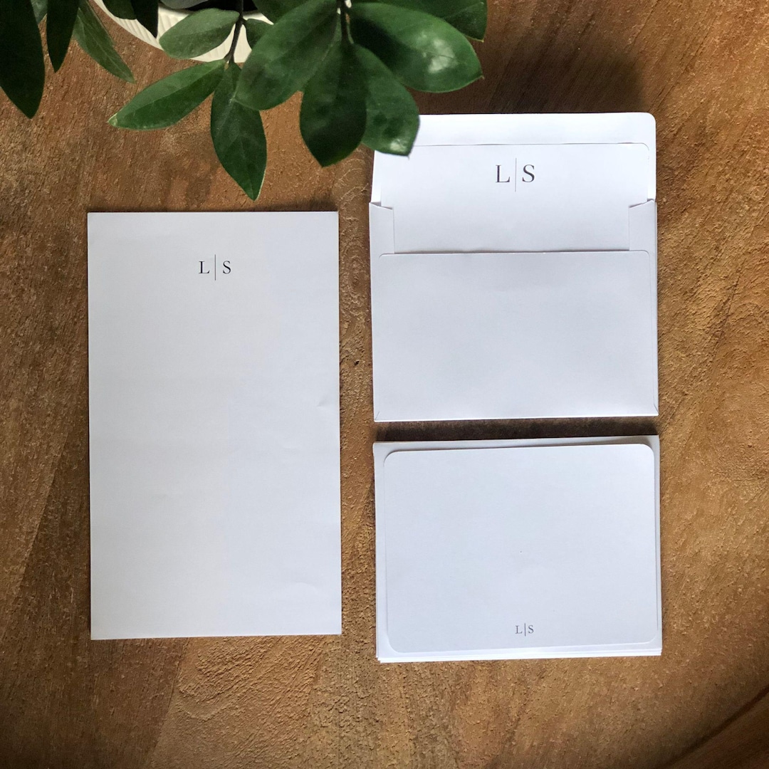 Personalized Monogram Stationery Set: Elegant Note Cards & Notepad - Etsy