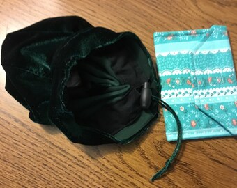 Green Velvet Cinch Bag