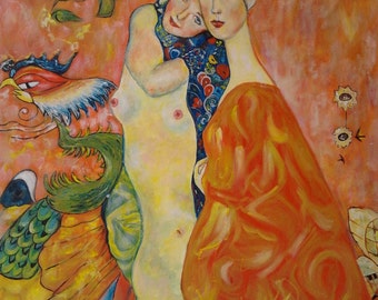 Copy of the author - Klimt "Le amiche" - oil on canvas - Klimt paintings - Oil paintings - replica paintings - reproduction of art