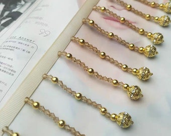 Handmade Crystal Rhinestone Fringe: 90cm Beaded Trim