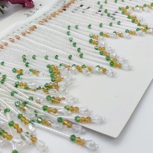 6 Inch Beaded Fringe: Seed Beads, Crystal Beads, Lampshade Trim