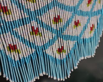 15cm Wide Floral Diamond Pattern Beaded Fringe Trim, Decoration Lace Trim, Fashion Appliqué, Sewing Craft Supply ( by 91cm)