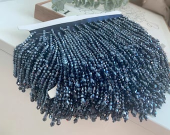 Handmade 90cm long 3.6-4inch wide Crystal Beads Beaded  Fringe, Navy Blue, dress costumes lapshade fringe