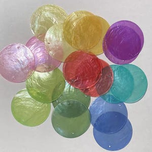 50 pezzi 40 mm dischi di madreperla naturale, trasparenti, blu, oro, turchese, verde, rosa, rossi, viola, retro, dischi di madreperla