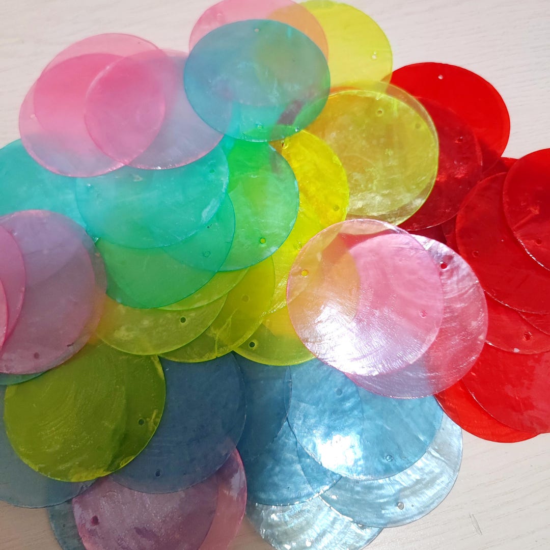 Capiz Shell Color Dyed Capiz Shell Discs, 50mm Natural MOP Shells, Mixed Colors Choosing ...