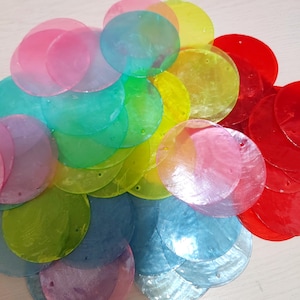 Discos de concha de capiz teñida, mezcla arcoíris, conchas de nácar natural de 50 mm