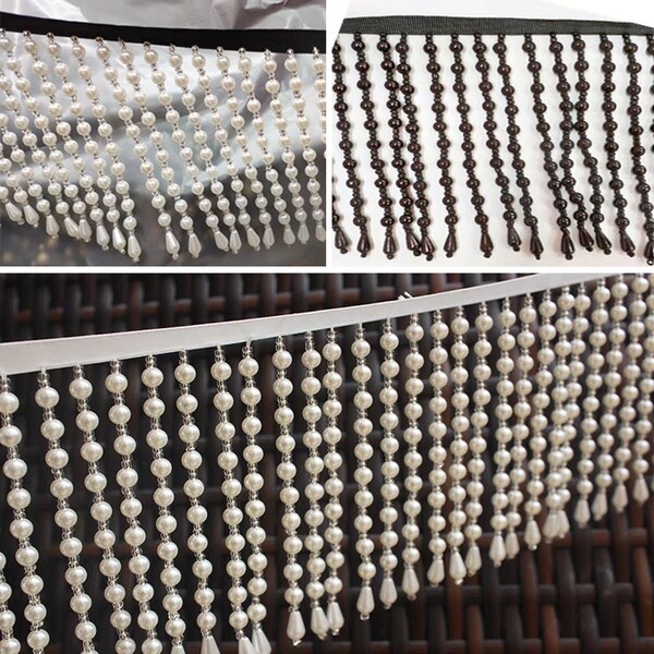 90cm Long 11cm Wide Fully Handmade Pearl Beads  Beaded Fringe, 3 Different Colors In