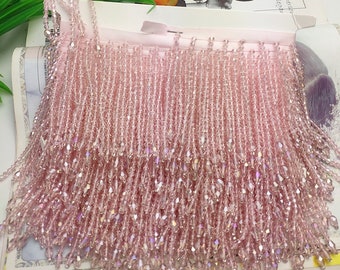 Handmade 90cm long 3.6-4inch wide Crystal Beads Beaded  Fringe, 10 different colors in