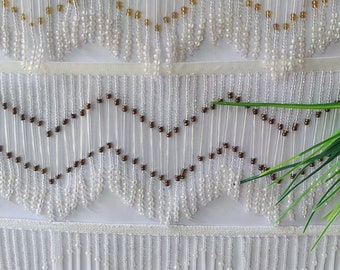 Handmade 90cm Long 4Inches Wide Seed Beads Pearl Beads Beaded Cocktail Fringe Dancewear Curtain Fringe, 3 Different Colors In