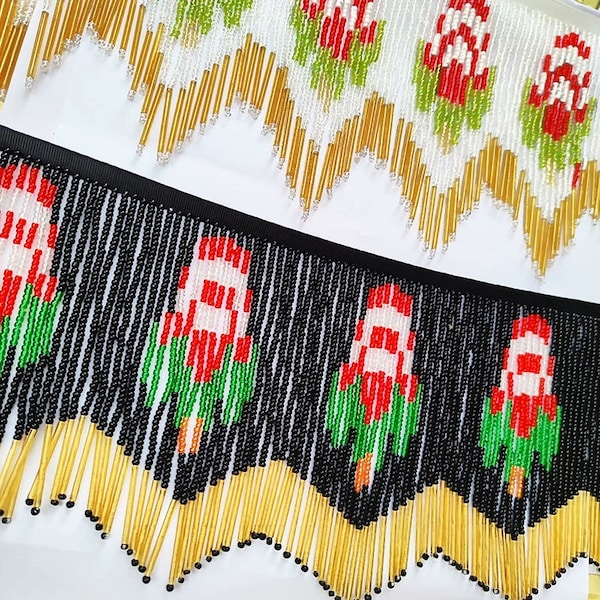 Handmade 100cm Long 15cm/6inch Wide Flora Pattern Beaded Fringe Dancewear Curtain Lampshade Table Runner DIY Sewing and Craft Supplies