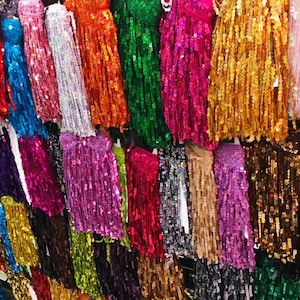 10 yards 12inch wide washable sparkle sequins chainette fringe, 72 different colors, packed 10yards/color/unit