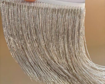 8inch wide all Bugle beads beaded fringe, Silver, Gold, Blue, Red, Pink, Purple, Green, Lampshade,Dress, Costume, Couture Fringe,Custom Make