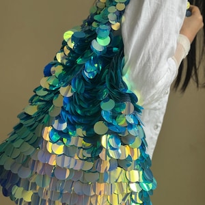 Bolso de hombro con lentejuelas cosido a mano, bolso de moda Ocean Moonlight, se acepta color personalizado.