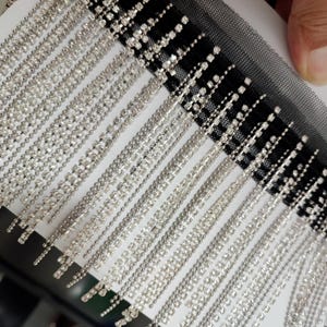 Sparkle Rhinestone Chain Fringe: Couture Dress Costume Tassels (9cm Wide)