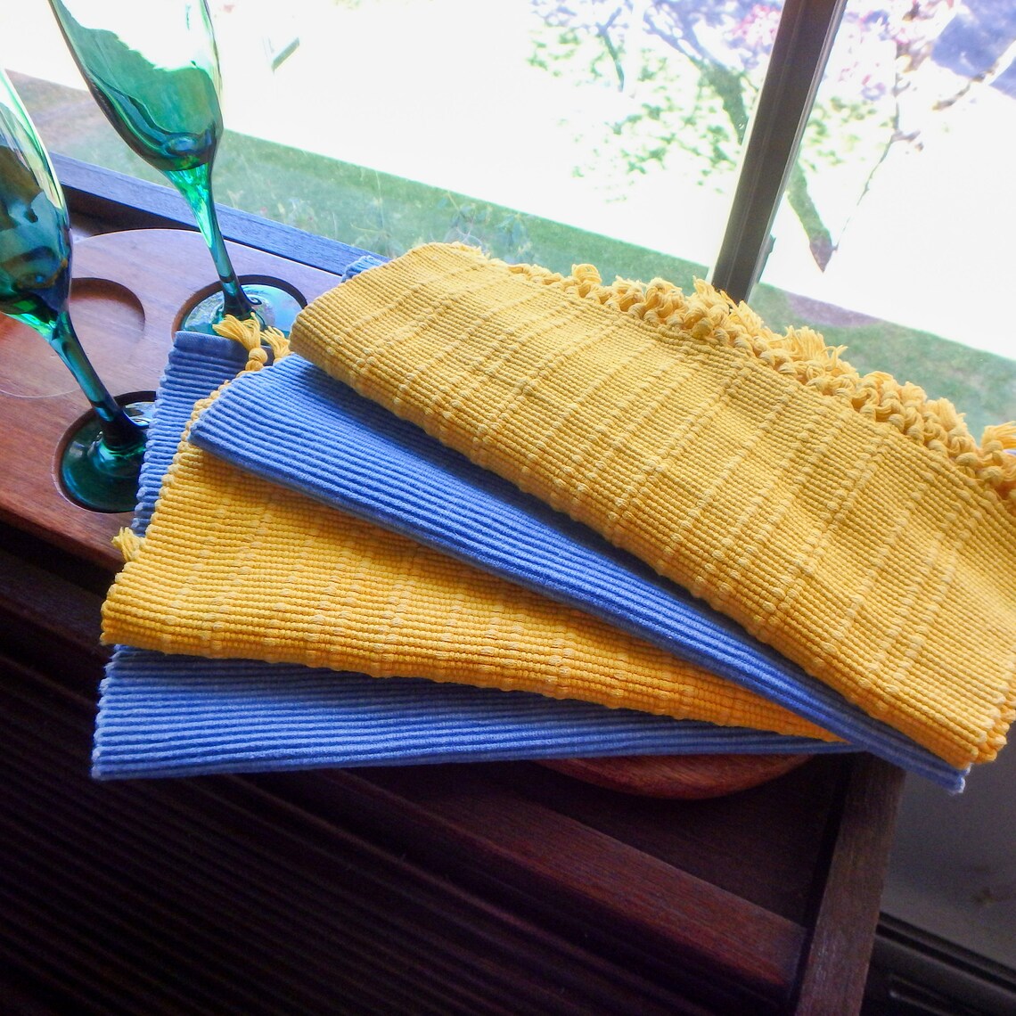 2/2/4 blue and yellow placemats pair or set mix and match Etsy