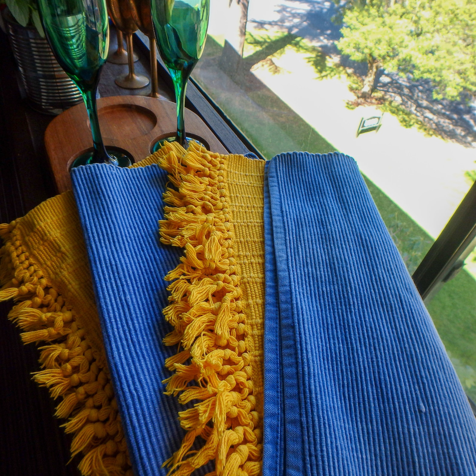 2/2/4 blue and yellow placemats pair or set mix and match Etsy