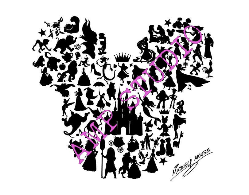 Download Disney character Mickey Mouse silhouette SVG DXF cut file ...
