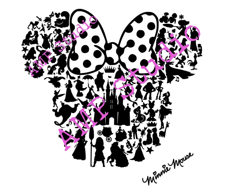 Download Disney character Minnie Mouse silhouette SVG DXF cut file ...
