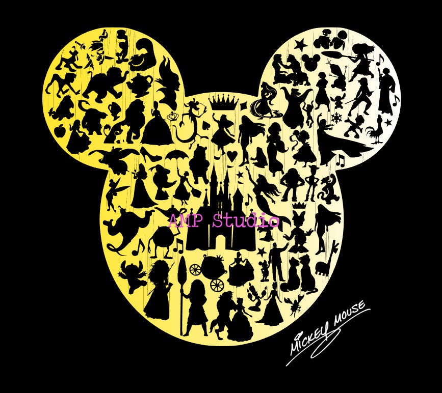 Download Disney character Mickey Mouse silhouette SVG DXF cut file ...