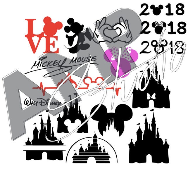 Download Walt Disney bundle cinderella castle SVG Mickey mouse love ...
