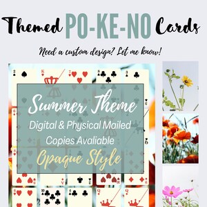 Tarjetas Po-Ke-No reutilizables, tarjetas de Keno temáticas, juegos de cartas de verano, Keno, opacas