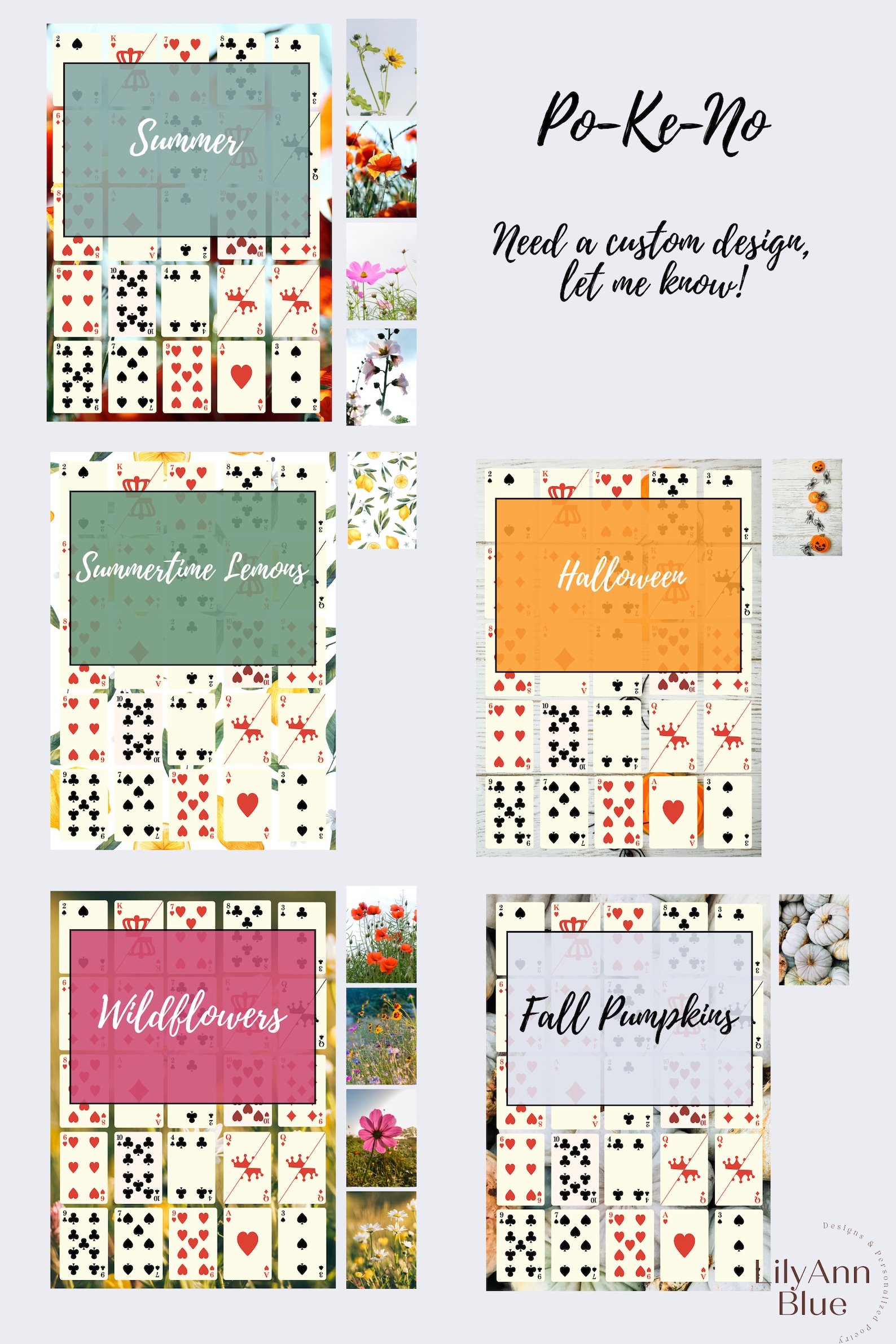 Wildflower Pokeno Cards 12 Printable Keno Cards (PDF) Etsy