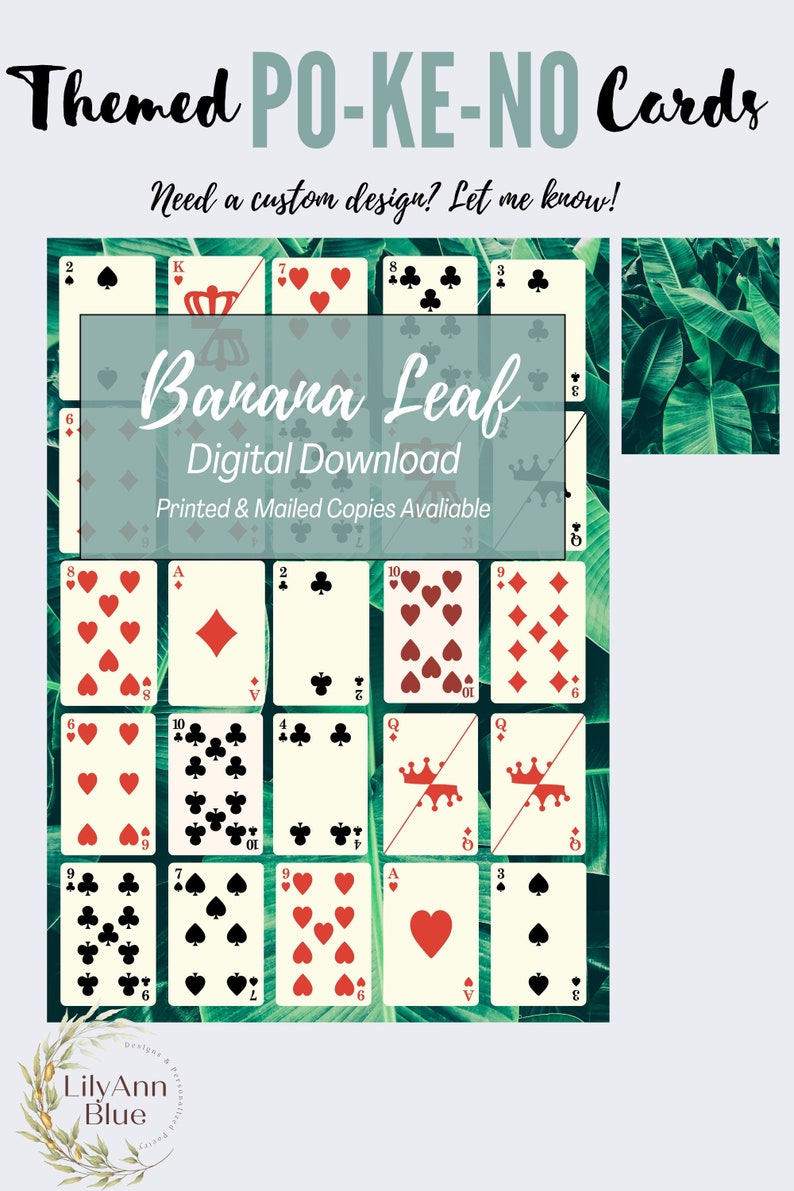 12 Printable Po-ke-no Cards, 12 Cards per Set, Summer Themed Keno Cards ...