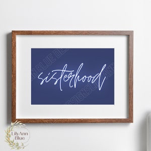 Sisterhood Digital Print, Neon Sisterhood Art, Girls Room Wall Decor, Sorority Art, 80s Digital Art, 80s Girl Bedroom Decor, eclectic