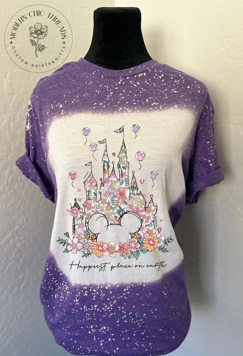 Disney Happiest Place on Earth Bleached Tshirt OOTD Etsy