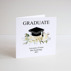 Carte florale personnalisée pour diplômés, cadeau de remise des diplômes, carte de remise des diplômes, carte de remise des diplômes personnalisée