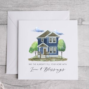 Nouvelle maison Amour et bénédictions Carré Carte de lin blanc