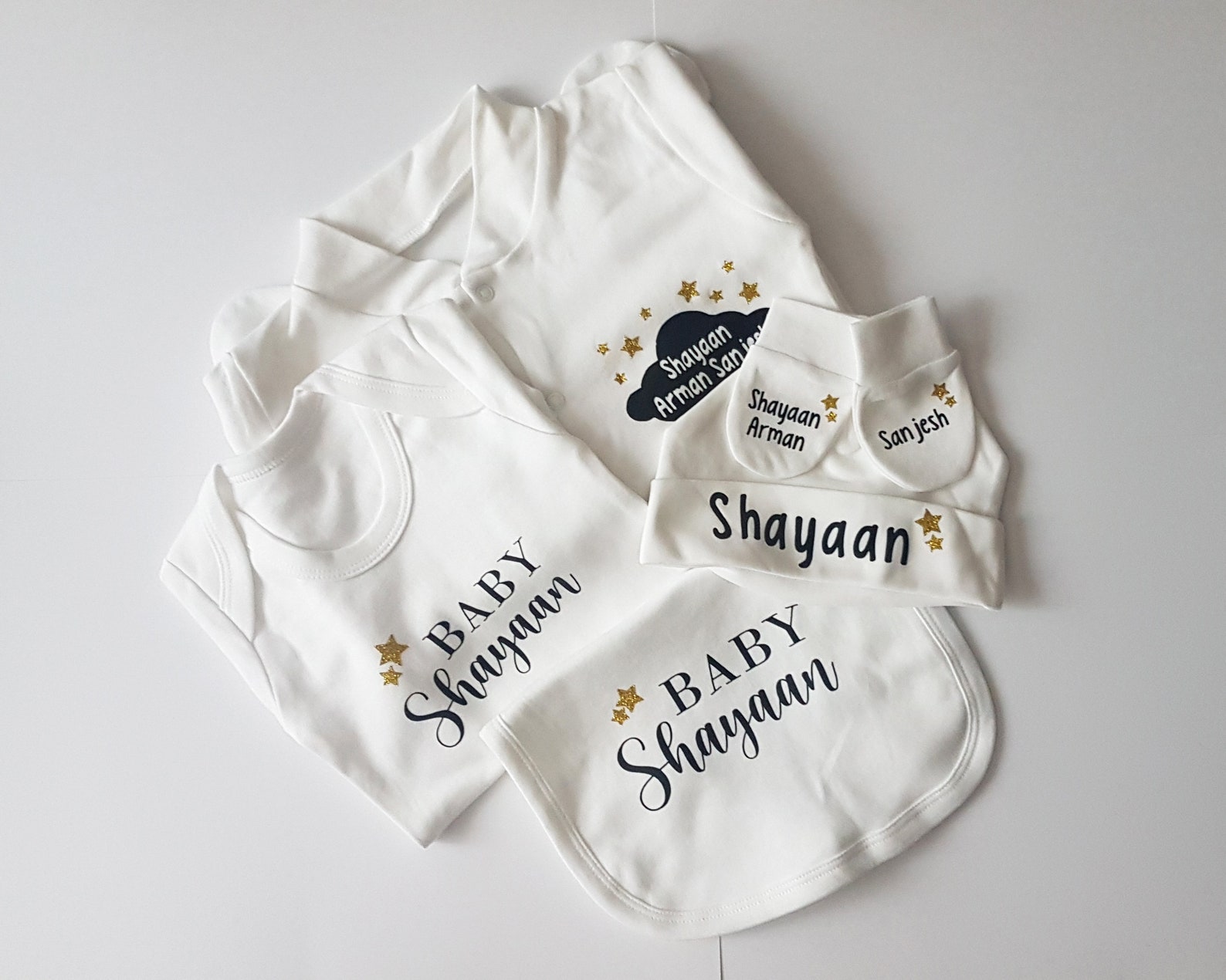 Personalised Baby Clothes Set 5 Piece Baby Bib Sleepsuit Etsy