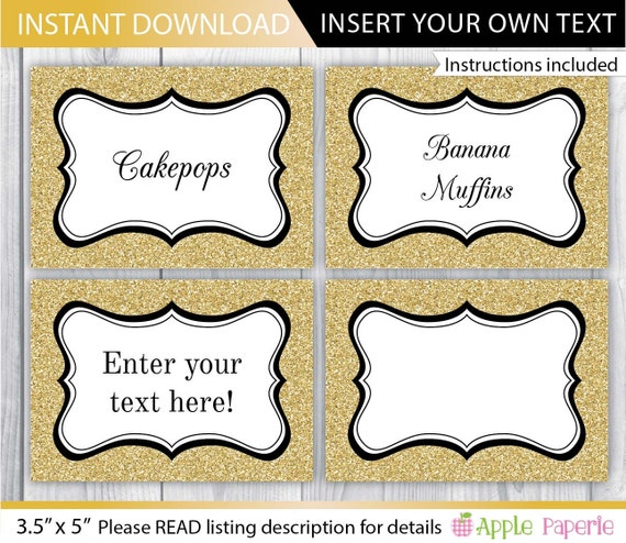 graduation food labels / graduation party table tents / black