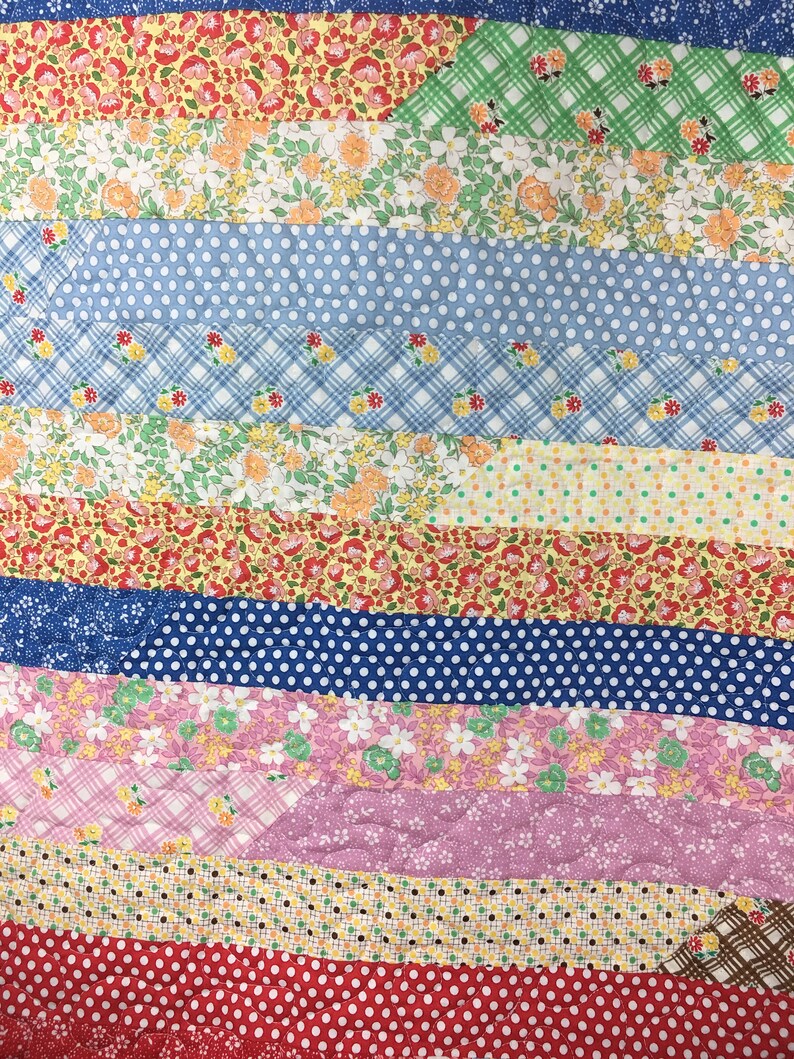 Handmade 30's Retro Lap Quilt Jelly Roll Fabrics Etsy