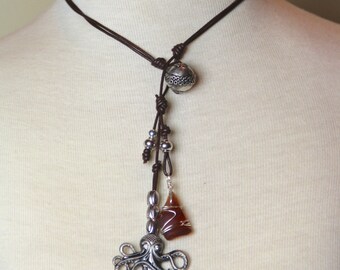 Necklace - Octopus & Bottle Lip on Leather | The Octo and the Bottle Top