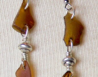 Brown Sea Glass Earrings | Add a little Bling