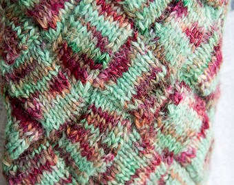 Hand Knit Scarf | Burgundy & Green Scarf Intricately Hand-woven Especially for You