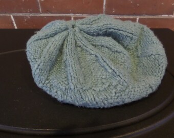 Hand Knitted Toboggan -- Sea Foam Beret