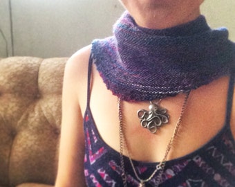 Hand Knit Scarf | Purple Haze Triangle Scarf • Handmade