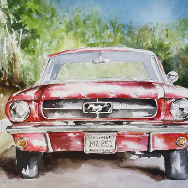 Note Card Red Mustang