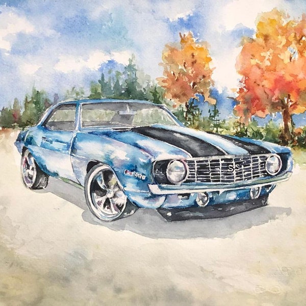 Note Card Chevy Camaro Art