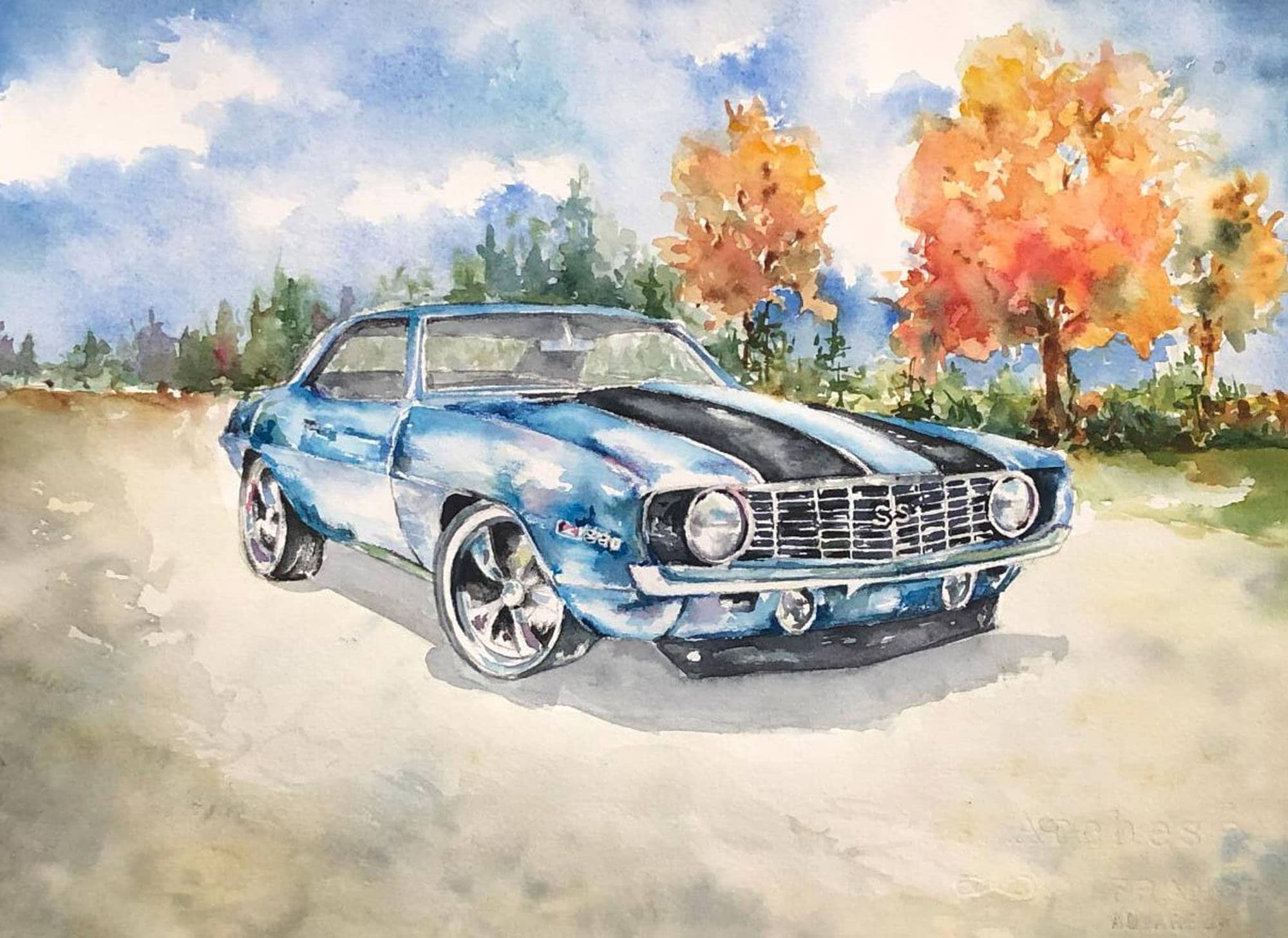 Note Card Chevy Camaro Art
