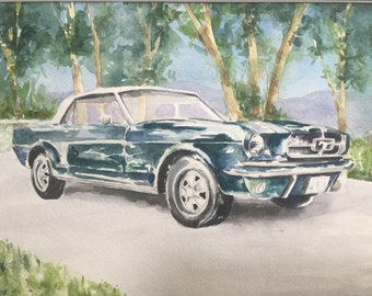 Note Card Green Ford Mustang