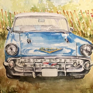 Note Card Classic Blue Chevy